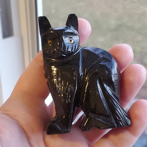 BLACK CATS! Carved, Black Onyx, Home Decor, Wiccan, Pagan, Mystical, Good Luck - Picture 4 of 6